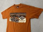Harley Davidson T-shirt Mens Medium Orange Eagle Classic Logo Washington Y2k