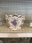 Vintage Ornate Floral Porcelain Vase With Gold Accents