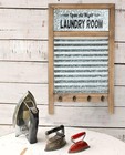 Galvanized Washboard laundry Washboard Sign With Towel Hooks laundry Room Dec   