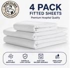 4 Pack Hurculees Hospital Bed Fitted Sheets 84x36 White Breathable