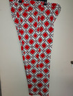 Loudmouth Men s Golf  Pants 48 Tag  Flat Front Pockets Danger Red Black White