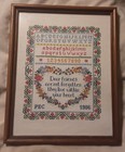 Framed Finished Cross Stitch 12 X 15 Sampler  dear Friends Are Not Forgotten    