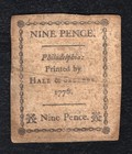 April 25  1776 9d Nine Pence Pennsylvania Colonial Currency Note  b 