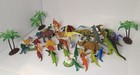 Assorted Plastic Dinosaur Figures Lot With Palm Trees 44 Pieces Play Set