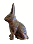 Rabbit Figurine Cast Iron Rustic Brown 3 5  High Bunny Home Decor