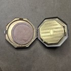 Antique Art Deco Orange Enamel Compact Powder Mirror Case