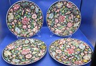 4 10  Zhongguo Jingdezhen Famille Rose Noire Mille Fleur Black Dinner Plates