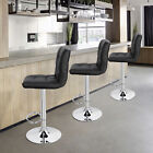 Set Of 2 Bar Stools Modern Pu Leather Adjustable Swivel Bar Stool W  Back Black