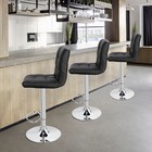 Set Of 4 Bar Stools Modern Pu Leather Adjustable Swivel Bar Stool W  Back Black