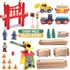 Wooden Train Set 38 Pcs For Toddlers Compatible With All Major Brands
