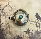 Vintage Navajo Sterling Silver Miniature Teapot Rrw Turquoise Charm Pendant