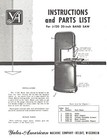 Yates American J-120 Bandsaw 20  Instructions   Parts List Manual  2112