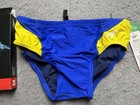 Speedo Powerflex Eco Swim Briefs Mens 28 Blue Sapphire Gold Lined New Nwt