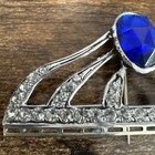 Antique Hatpin Blue Glass And Rhinestones
