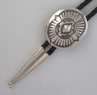 Attractive Southwestern Sterling Silver Repousse Center Bolo Tie