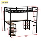 Full Size Metal Loft Bed   Computer Desk   Storage Shelves W Guardrails   Ladder