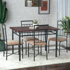 Louise Traditional 5-piece Wood   Metal Dining Set  Deep Walnut