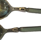 Antique Sterling Silver Mint Green Enamel Coffee Tea Spoons Qty 5 Old Europe 3   