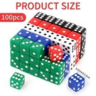 100 Pieces Casino Dice Set 16mm Standard Dice Game Acrylic 6 Sided Colored Pl   