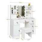 5 Drawers Vanity Desk Set With 10 Led Lighted Mirror For Bedroom Makeup Table Us