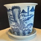 Antique Chinese Blue And White Porcelain Planter 