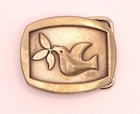 Indiana Metal Craft Peace Dove Olive Branch Small Solid Brass Belt Buckle Usa