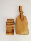 Authentic Louis Vuitton 2 Piece Leather Luggage Tag   Poignet