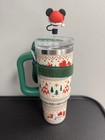 New Disney Parks Travel Tumbler Mickey Christmas Castle 30oz With Zip Case