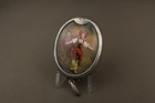 Rare Antique Art Nouveau French Silver Hand Painted Enamel Mirror Locket Pendant