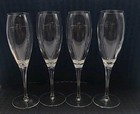 Set Of 4 Etched Moet   Chandon Champagne Flute Clear Glass W ribbon  8 5 8  Tall