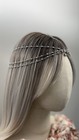 Silver Layered Beaded Head Chain Rhinestone Forehead Headpiece Boho Crown