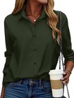 Womens Floral Print V-neck Lightweight Long Sleeve Button Down Work Blouse S-xxl