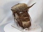 Mexican Devil Mask Folk Art Carved Wood Wild Boar Hair Diablo Rustic