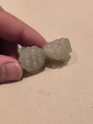 Antique Vintage Chinese White Jade Twin Lotus Carving