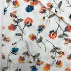 Women s Ivory Cream Top L Large Long Sleeve Orange Blue Floral Cotton New