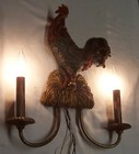 Vtg Wall Sconce Pair Mcm Rooster Chicken Light Fixture Art Farm Kitchen Usa  b39