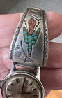 Vintage Native Navajo Thomas Singer Turquoise Inlay Stone Watch Ends Lot As Is