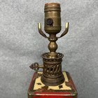 Tea Tin Table Lamp Vintage Chinese Red Gold Brass Chinoiserie Mid Century 15 