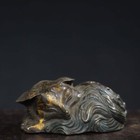 5 5  China Old Antique Qing Dynasty Bronze Gilt Qianlong Mark Fox Incense Burner