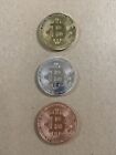 Bitcoin Collectors Coins  15  Plated 1 Oz - Gold  Silver   Rose Gold - 5 Each