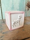 Vintage 1950s Japan Ceramic Baby Block Planter C Cat D Dog Pink Nursery Decor