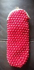 Red Beaded Glasses Case Kiss Lock Metal Frame W  Red Lining Art Deco Retro