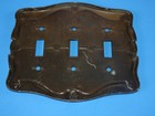 Vintage Antique Brass  amerock  Carriage House Triple 3-switch Wall Cover Plate