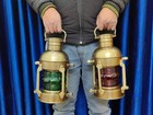 Set Of Antique Anchor Oil Lamp  Vintage Marine Lantern  Nautical Ship Oil Lamp