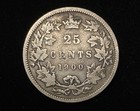 1900 British Canada Queen Victoria 25 Cents Sterling Silver Coin  