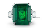 Forest Green Emerald Cut 15 10ct Emerald   Lab-created Diamonds Three Stone Ring