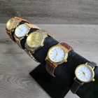 Vintage Quartz Watch Lot Of 5 Gold Tone Cases Leather   Metal Bands