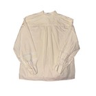 Vtg Cream Cotton Pintuck Blouse Lace Sleeve Band Collar 18 Costal Cottage Xl