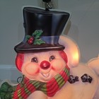  Vintage Lighted Snowman Blow Mold Christmas Window Hanging Works 