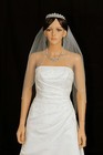 1t Ivory Elbow Scallop Beaded Edge Bridal Wedding Veil